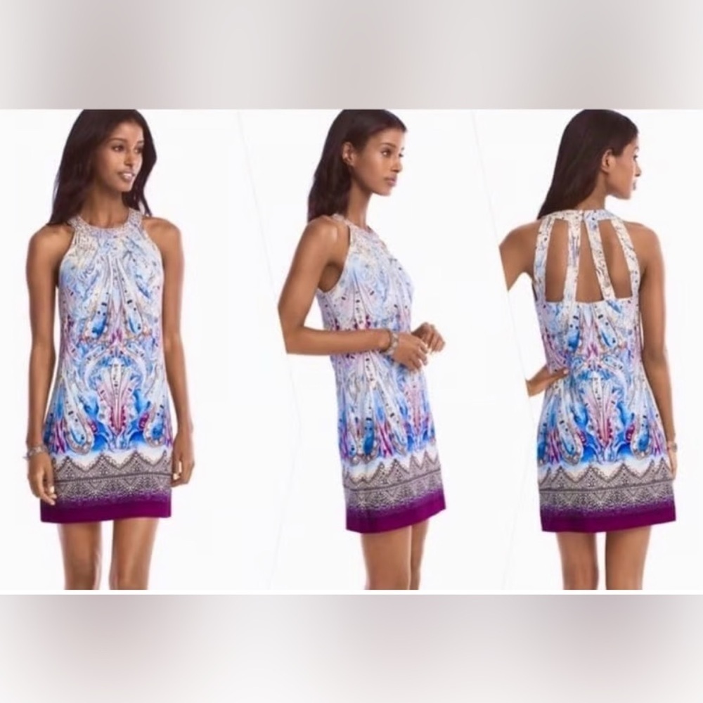 White House Black Market Multicolor Sleeveless Halter Dress.   Size-Medium